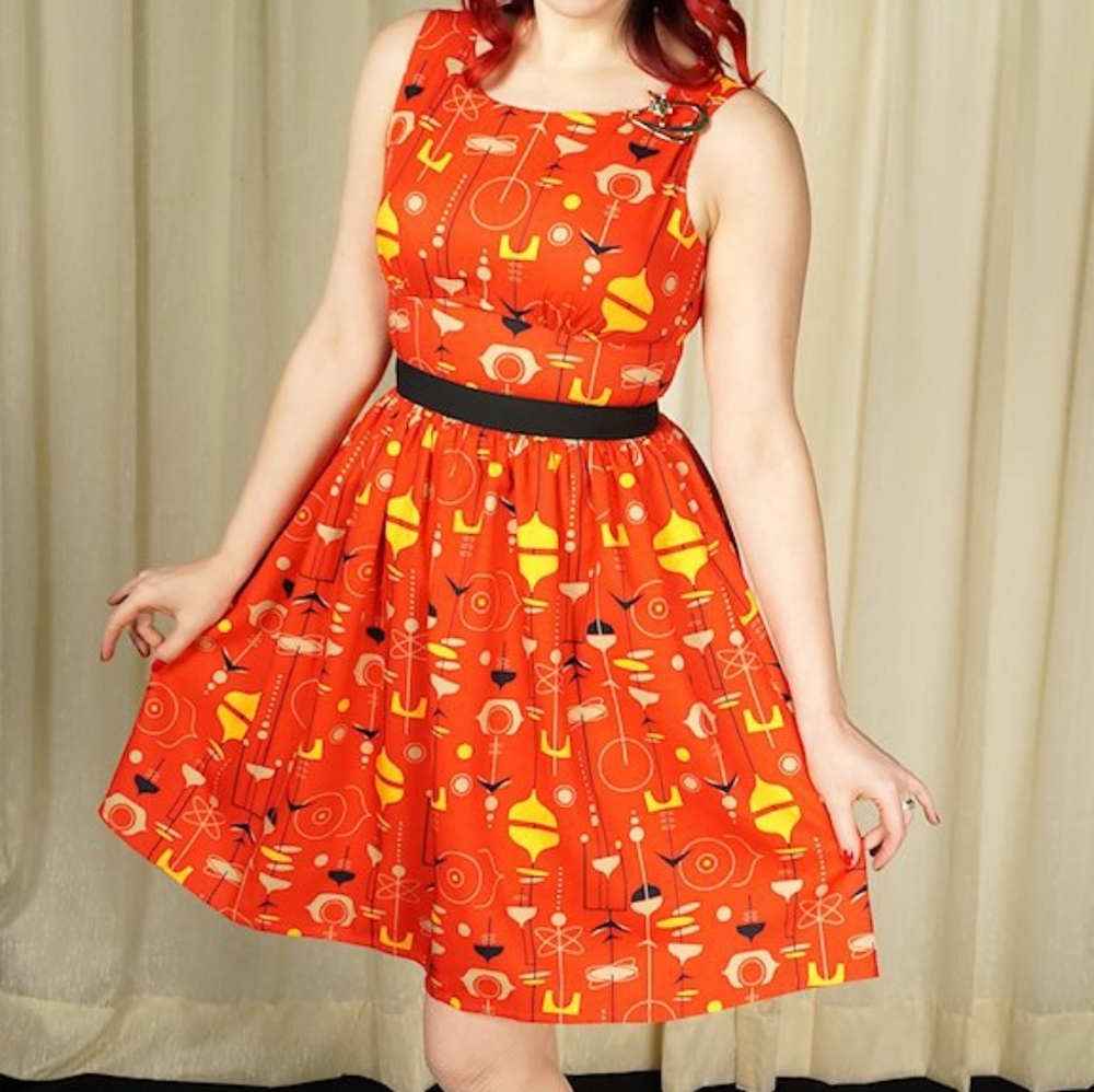 Retro Red Patterned Dress